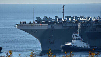 The aircraft carrier USS Harry S. Truman arrives in the