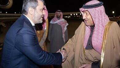 الوفد السوري بقيادة أسعد الشيباني يوزر السعودية