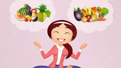 girl and fresh fruit and vegetables